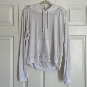 White Ribbed Hoodie